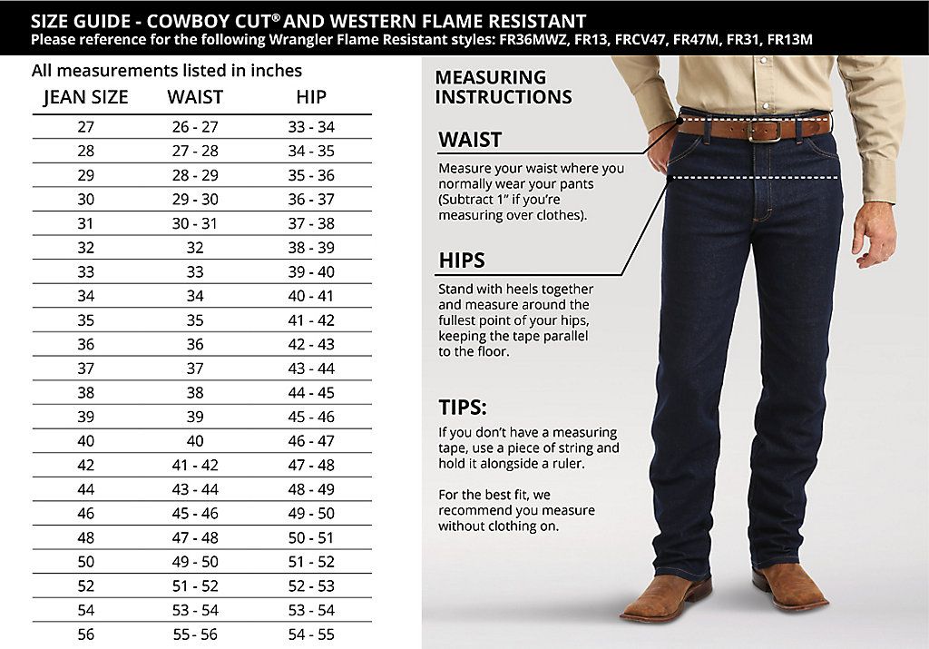 Wrangler Jean Cowboy Cut Size Chart